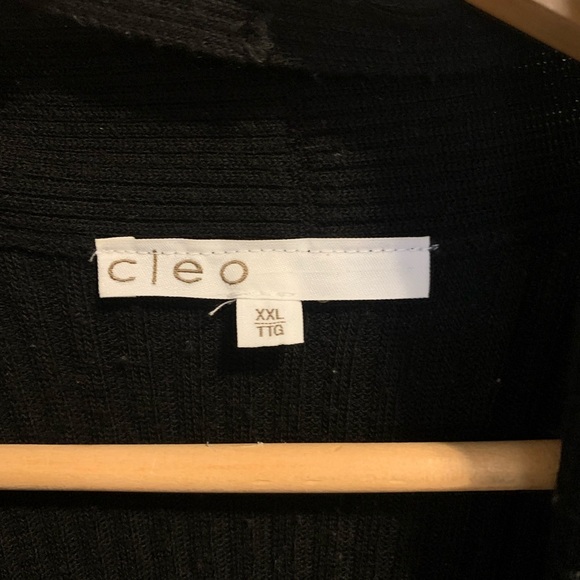 Cleo Black Ribbed Draped Open-Front Cardigan Vest, Size XXL - Picture 2 of 4